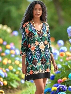 Collective Concepts Multicolored Dress Women's Size M Colorful Mod Retro